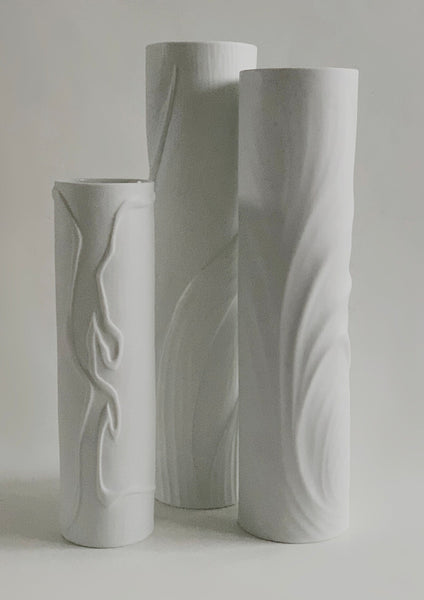 Mid Century XXL Architectural  White Bisque Op Art Floor Vase - Rosenthal 1970s