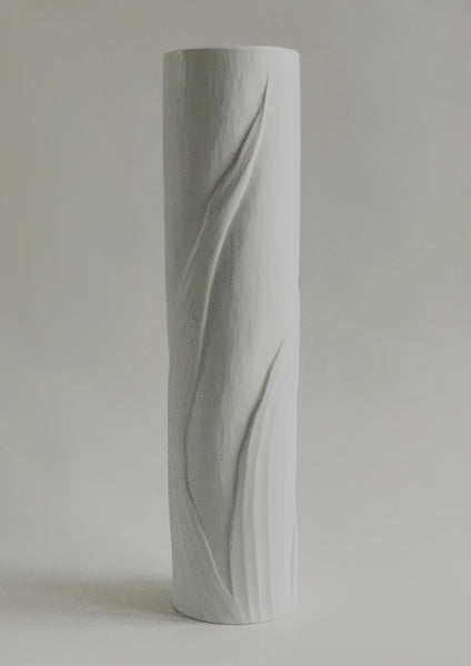 Mid Century XXL Architectural  White Bisque Op Art Floor Vase - Rosenthal 1970s