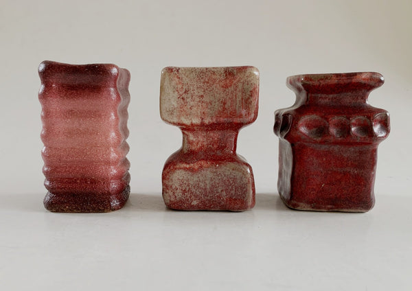 Set of Four Vintage Dutch Purple Lava Vases - Vest Keramiek, Afina