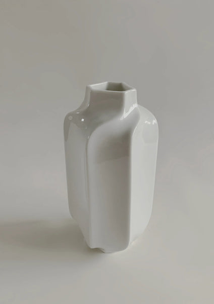 Modernist Rare Tall White Hexagon  Porcelain Vase- Heinrich 60s