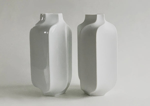 Modernist Rare Tall White Hexagon  Porcelain Vase- Heinrich 60s