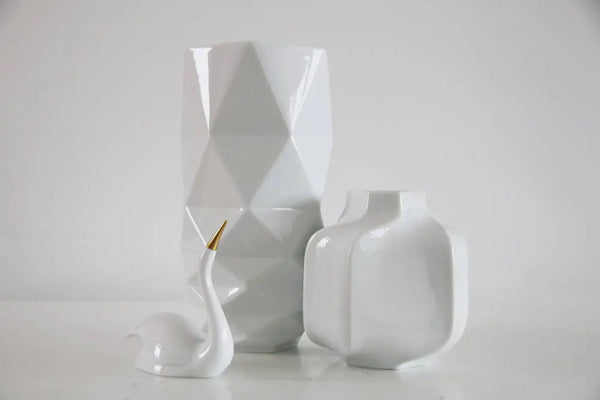 Modernist Rare Tall White Hexagon  Porcelain Vase- Heinrich 60s