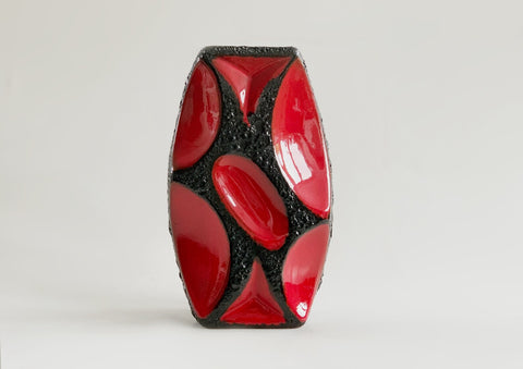 Vintage Fantastic Collectors Item German LARGE Red Black Lava Vase 311 - Roth 1970s