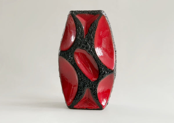 Vintage Fantastic Collectors Item German LARGE Red Black Lava Vase 311 - Roth 1970s