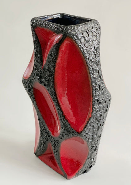 Vintage Fantastic Collectors Item German LARGE Red Black Lava Vase 311 - Roth 1970s