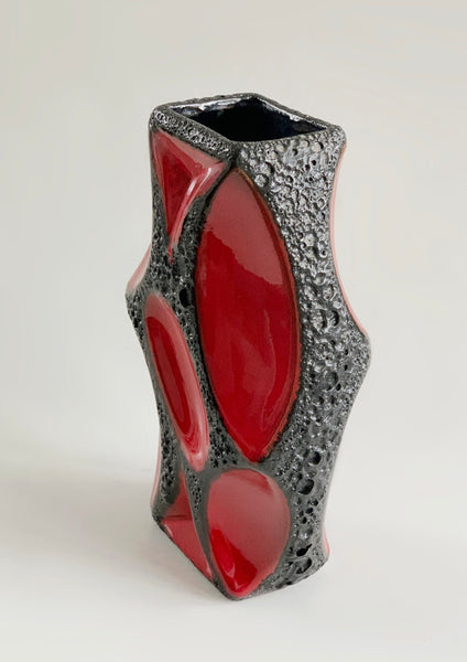 Vintage Fantastic Collectors Item German LARGE Red Black Lava Vase 311 - Roth 1970s