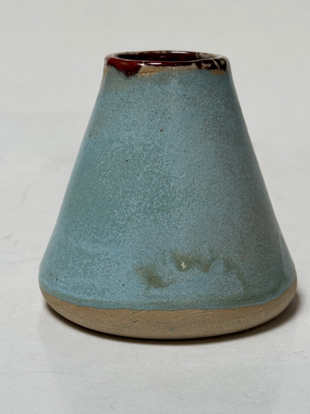Handmade Ceramic Vase | Pale Blue & Burgundy Glaze | Studio de la Fosse