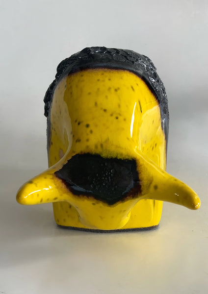 Mid- Century Yellow Black Lava Ceramic Bull - 60s Otto Keramiek