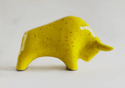 Mid- Century Yellow Ceramic Bull - 60s Otto Keramiek