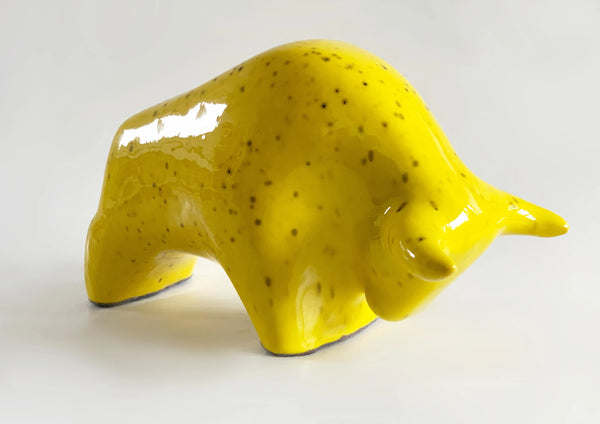 Mid- Century Yellow Ceramic Bull - 60s Otto Keramiek