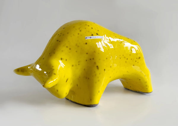 Mid- Century Yellow Ceramic Bull - 60s Otto Keramiek