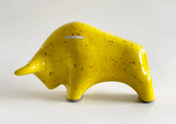 Mid- Century Yellow Ceramic Bull - 60s Otto Keramiek