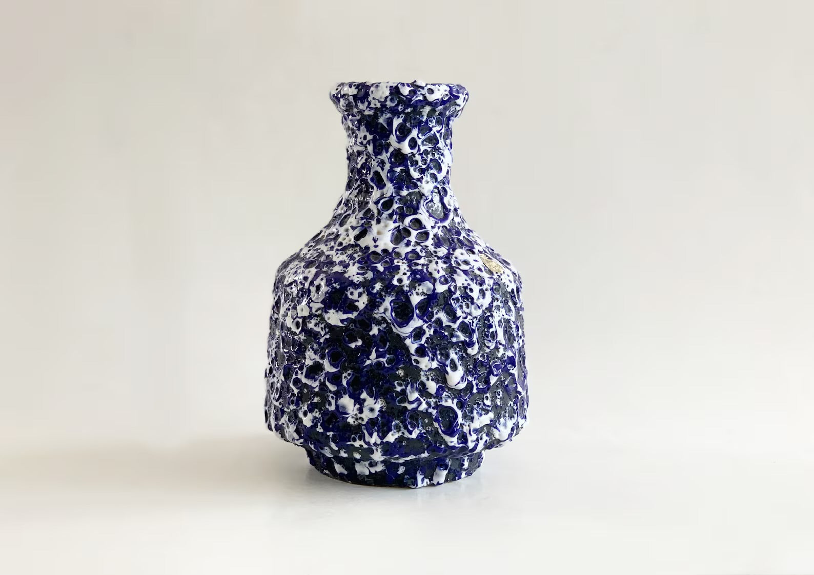 Mid Century ES Keramik Blue / White Fat Lava Vase - ES Keramik, Germany 60s