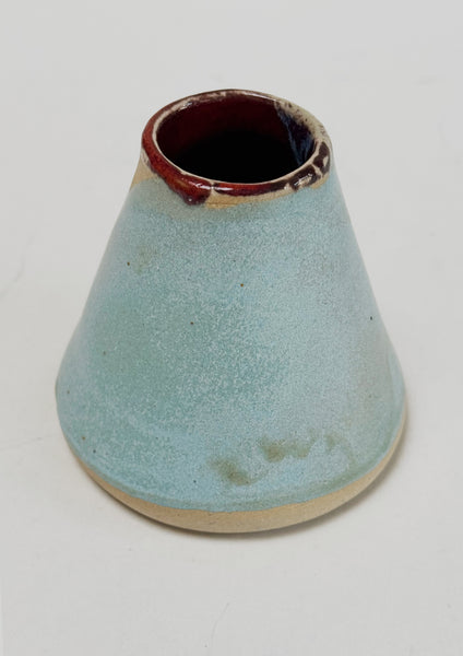 Handmade Ceramic Vase | Pale Blue & Burgundy Glaze | Studio de la Fosse