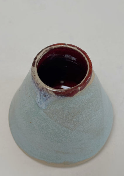 Handmade Ceramic Vase | Pale Blue & Burgundy Glaze | Studio de la Fosse