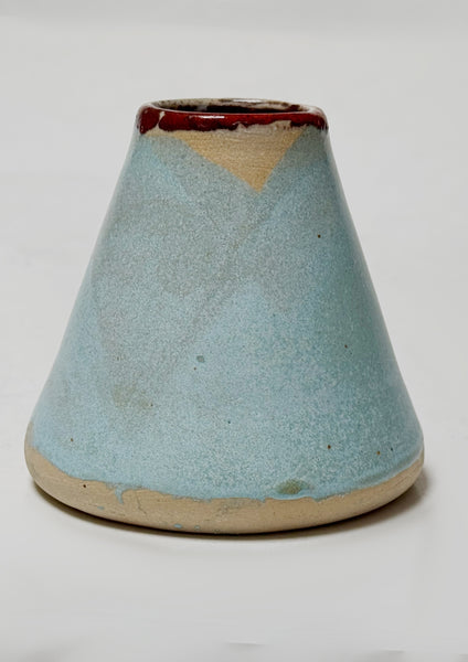 Handmade Ceramic Vase | Pale Blue & Burgundy Glaze | Studio de la Fosse