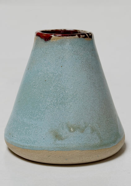 Handmade Ceramic Vase | Pale Blue & Burgundy Glaze | Studio de la Fosse