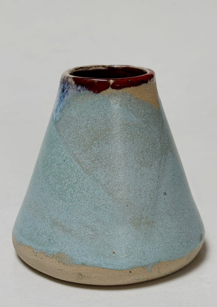 Handmade Ceramic Vase | Pale Blue & Burgundy Glaze | Studio de la Fosse