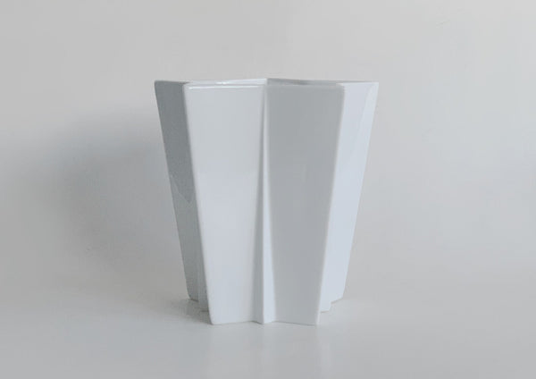 Modernist Rare Large Architectural White Star Shape Porcelain Vase- Hutschenreuther 60s