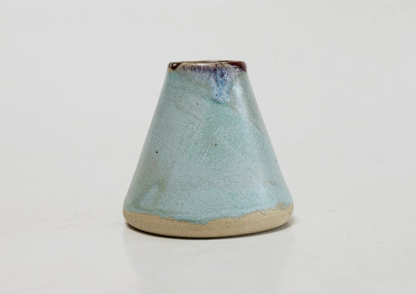 Handmade Ceramic Vase | Pale Blue & Burgundy Glaze | Studio de la Fosse
