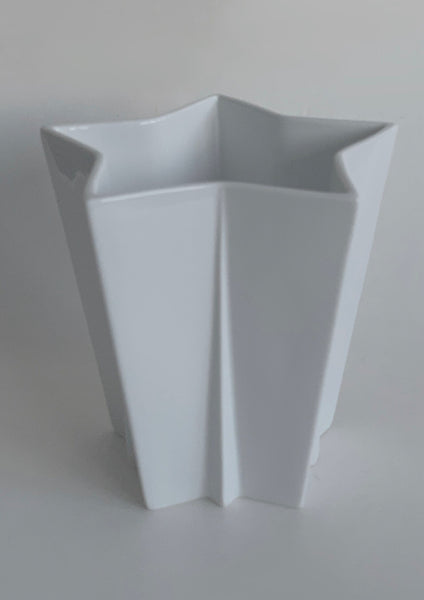 Modernist Rare Large Architectural White Star Shape Porcelain Vase- Hutschenreuther 60s