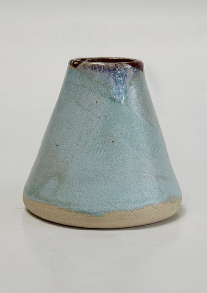 Handmade Ceramic Vase | Pale Blue & Burgundy Glaze | Studio de la Fosse