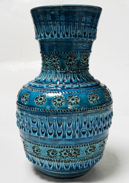 Large Rimini Blu Ceramic Vase – Aldo Londi for Bitossi Italy, 1960s