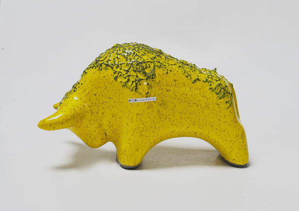 Yellow Lava Glaze Ceramic Bull – Otto Keramik Style | German Design
