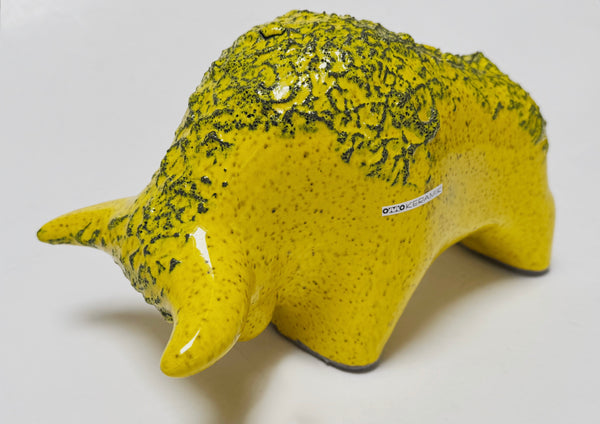 Yellow Lava Glaze Ceramic Bull – Otto Keramik Style | German Design