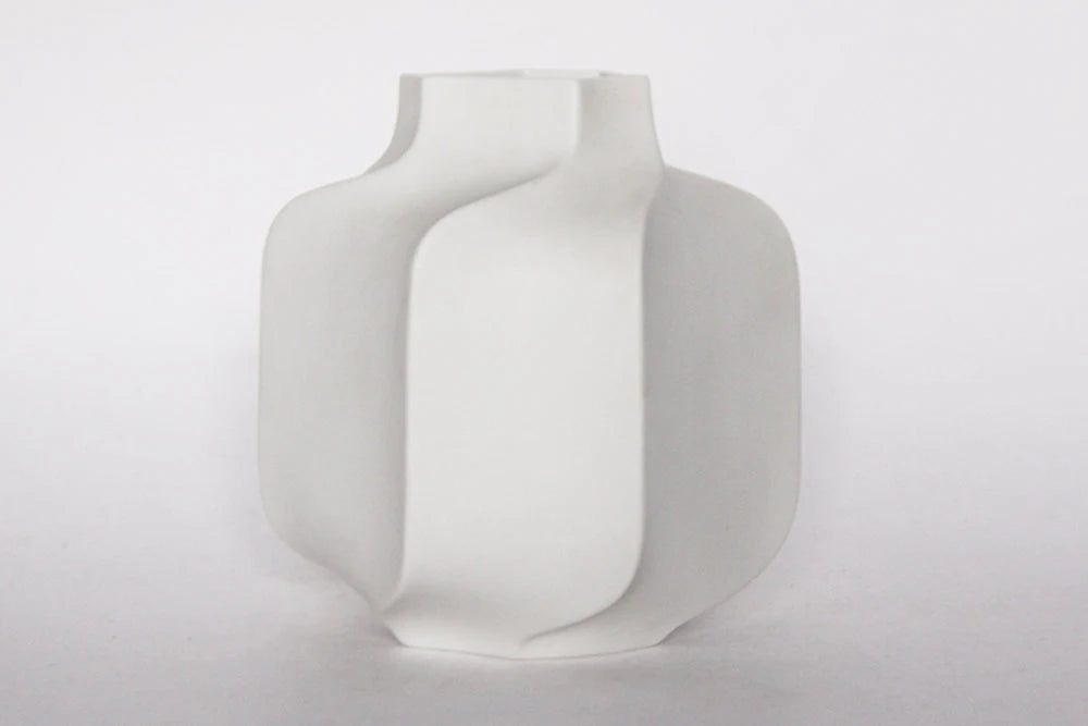 Modernist Rare White Hexagon Bisque Porcelain Vase- Heinrich 60s