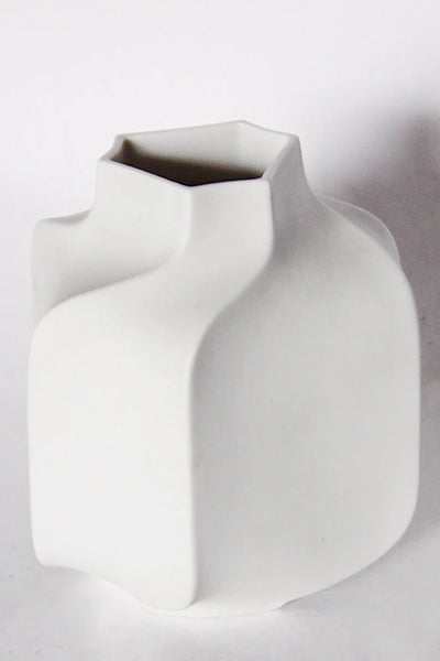 Modernist Rare White Hexagon Bisque Porcelain Vase- Heinrich 60s