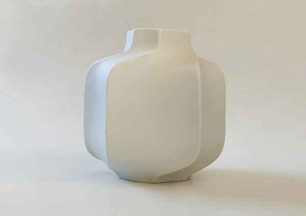Modernist Rare White Hexagon Bisque Porcelain Vase- Heinrich 60s