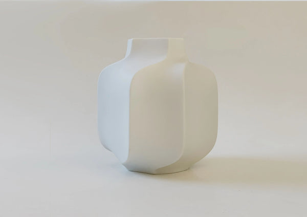 Modernist Rare White Hexagon Bisque Porcelain Vase- Heinrich 60s
