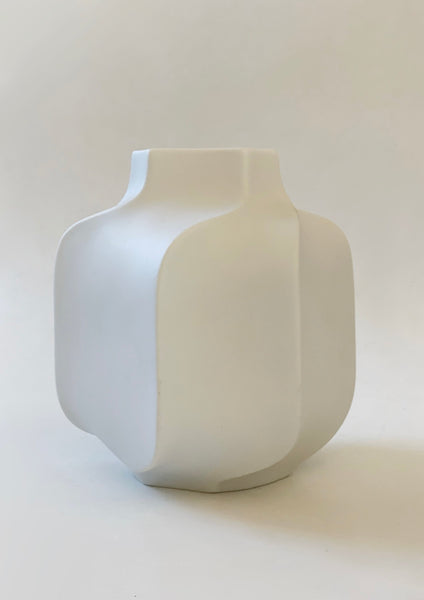 Modernist Rare White Hexagon Bisque Porcelain Vase- Heinrich 60s