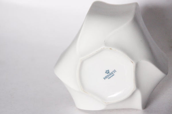 Modernist Rare White Hexagon Bisque Porcelain Vase- Heinrich 60s
