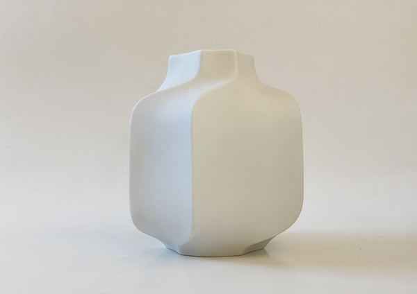 Modernist Rare White Hexagon Bisque Porcelain Vase- Heinrich 60s
