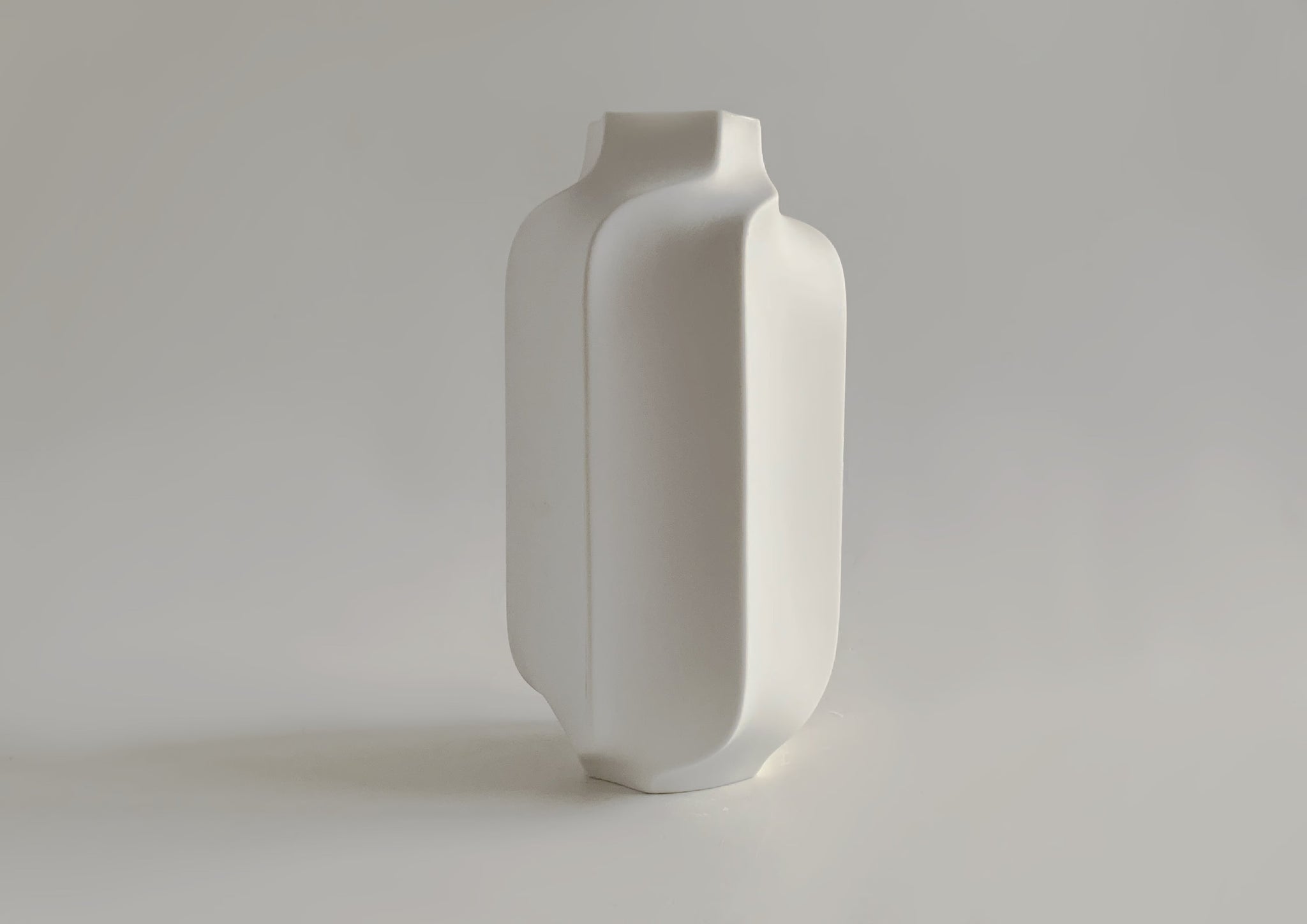 Modernist Rare Tall White Hexagon Bisque Porcelain Vase- Heinrich 60s