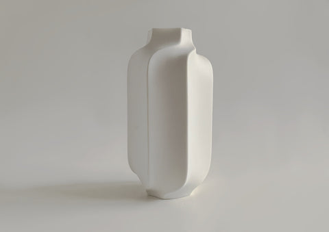 Modernist Rare Tall White Hexagon Bisque Porcelain Vase- Heinrich 60s