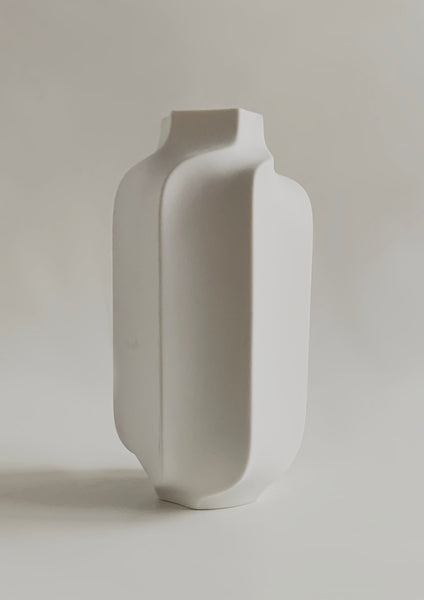 Modernist Rare Tall White Hexagon Bisque Porcelain Vase- Heinrich 60s