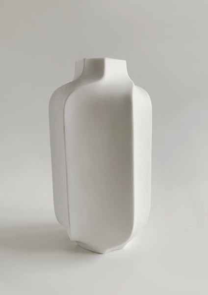 Modernist Rare Tall White Hexagon Bisque Porcelain Vase- Heinrich 60s