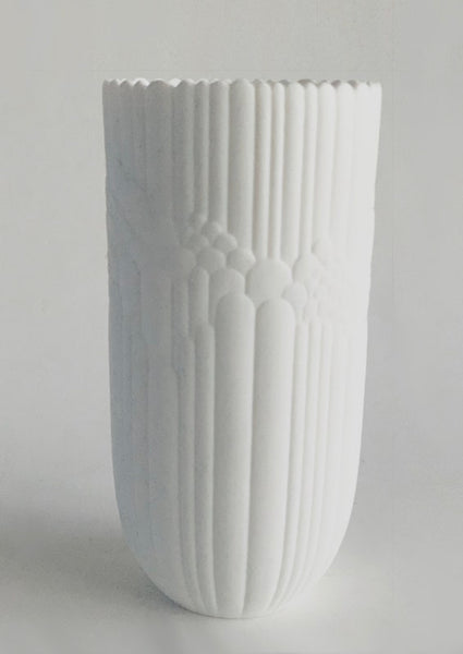 Vintage German Op Art White Bisque Vase  - Kaiser 70s