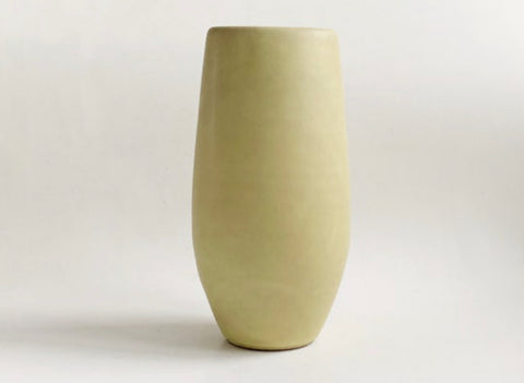 Mid Century German Tall Pale Yellow Matte Vase - 70s