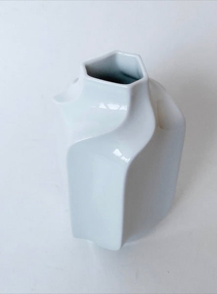 Modernist White Hexagon Porcelain Vase- Heinrich 60s