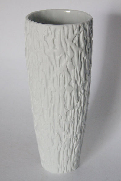 Vintage German White Bisque Op Art Relief Vase - Thomas - 70s
