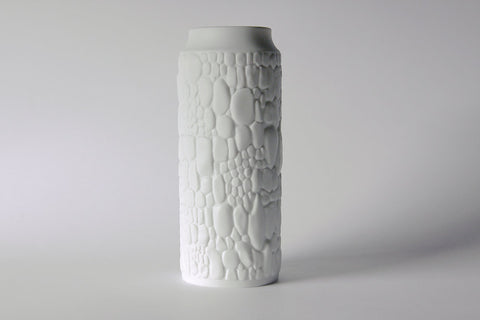 Mid-Century German White Bisque Porcelain Vase - Cobblestone Motif Kaiser 60s