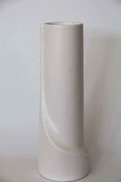 Vintage Tall Modernist White  Vase - Flora, Netherlands 1980s