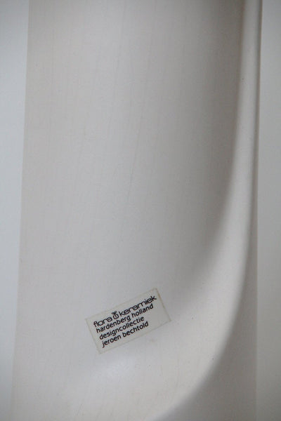 Vintage Tall Modernist White  Vase - Flora, Netherlands 1980s