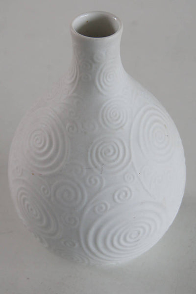 Vintage German White Bisque Vase Geometric Pattern -  Heinrich