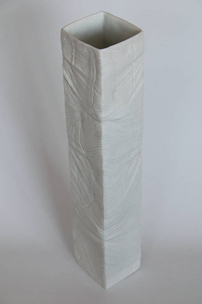 Mid Century XL Architectural  White Bisque Op Art Vase by Martin Freyer, Rosenthal 1970s