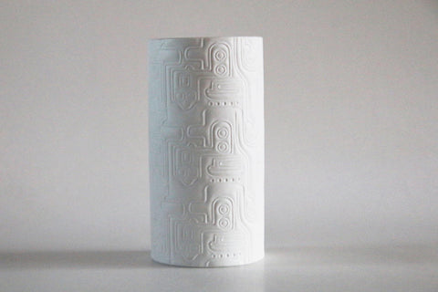 Vintage White  Bisque  Vase With Abstract "Labyrinth" Motif - Heinrich
